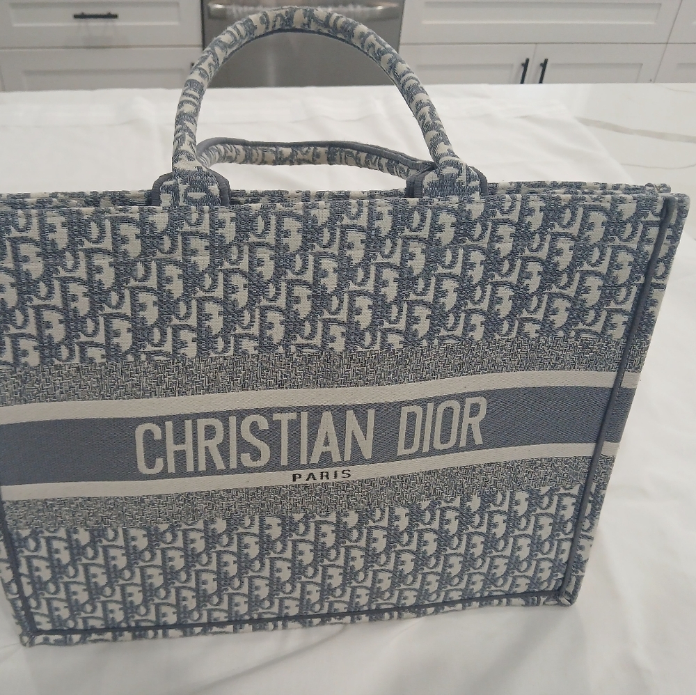 Dior Blue Monogram Tote Bag